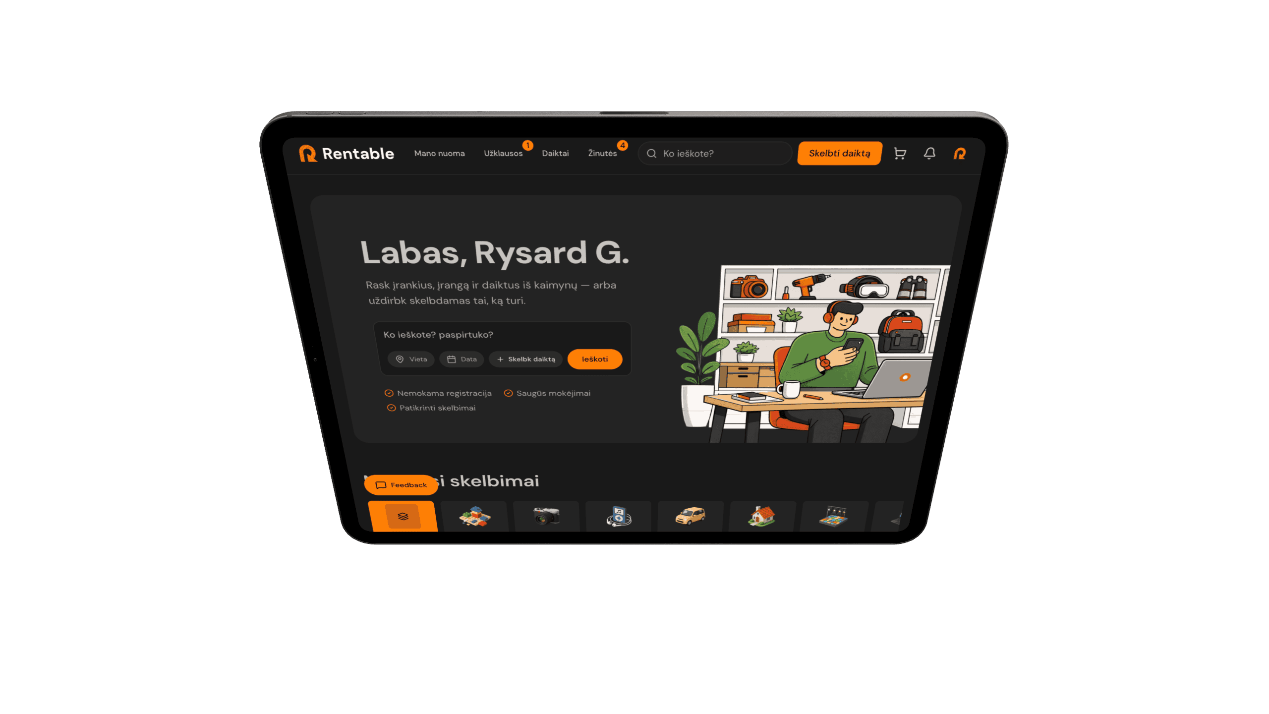 Rentable.lt — rental marketplace built with Next.js, React Native, and Supabase